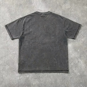 Wholesale Custom Logo Embroidered 300gsm Heavyweight Stone Washed Vintage Cotton <strong>T</strong> <strong>Shirt</strong> Manufacturers - Product Image 2