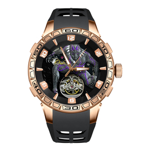 <span class=keywords><strong>Montre</strong></span> mécanique automatique Black Panther, design squelette, style super-héros pour homme, édition limitée de luxe, haute qualité, 47 mm, silicone - Product Image 1