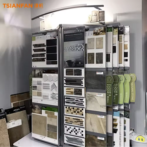 Bán buôn tùy chỉnh Bảng điều khiển gốm gạch hiển thị giá kim loại tấm gạch khảm nghệ thuật Thiết kế gạch thủy tinh thạch anh kệ trưng bày - Product Image 2