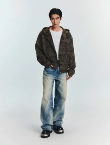 YUHCEN Top Quality Camouflage DTG-Druck Alle Diamond Zip Up Hunt Schwergewicht Cropped Boxy Zip Up <span class=keywords><strong>Camo</strong></span> Strass Hoodie - Product Image 3