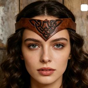 Bandeau en cuir à nœud celtique Viking - Couronne médiévale <span class=keywords><strong>nordique</strong></span> LARP Ren Faire pour Cosplay - Product Image 1