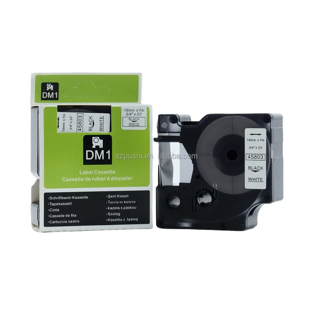 For DYMO cassette tape Black on white 19mm*7m 45803 For dymo label maker tape printer ink cartridge Compatible 12mm Width Ribbon