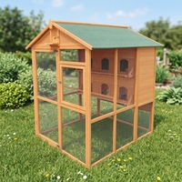 Volière d'extérieur classique en bois de sapin durable avec fermeture à bouton, nichoir et cage pour pigeons géants toutes saisons