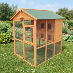 Volière d'extérieur classique en bois de sapin durable avec fermeture à bouton, nichoir et cage pour pigeons géants toutes saisons - Product Image 4