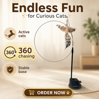 Jouet interactif de luxe pour chat avec ventouse à gouttelettes de gel, boule en fil d'acier, plume, écologique, sûr pour les yeux, pour l'auto-entretenissement