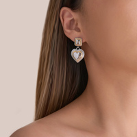 Boucles d'oreilles délicates en forme de cœur LOVE HEART MIXED 2026, Dazan NEW Winter INS 2025, plaquées or 18 carats, acier inoxydable hypoallergénique, bijoux pour femmes