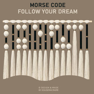 Eouse Nouveau design Macramé MossCode Tentures Murales Multiples Signification, Or Noir Morsecode Boho Tenture Murale Décorations - Product Image 4