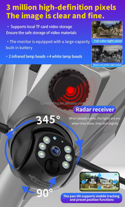 Camera giám sát 4G Wifi 4MP Màn hình năng lượng mặt trời Cảm biến chuyển động tầm nhìn ban đêm Đèn đường năng lượng mặt trời - Product Image 4