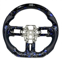 Vente directe d'usine de volants en fibre de carbone bleue forgée de style course avec LED, adaptés aux Ford Mustang GT 2015-2024