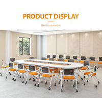 Mesa de Oficina Plegable de Madera, Fabricada en China, Mesa de Reuniones, Mesa de Conferencias Plegable, Mesa de Entrenamiento Escolar Moderna, Fácil de Montar
