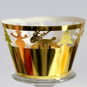 Emballage de cupcakes de noël en papier brillant 18 styles, décorations de flocons de neige pour père noël - Product Image 2