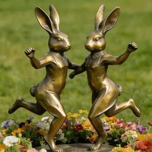 Scultura Decorativa da Esterno in Ottone e Bronzo: Coniglio Danzante, Scrooge McDuck, <span class=keywords><strong>Paperino</strong></span> e Paperina - Arte da Giardino - Product Image 5