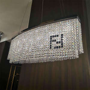 Lámpara de Araña de Cristal Italiana K9 para Villa de Lujo, Diseño Rectangular Moderno, E12 para Iluminación de Estudio, Comedor y Bar, Fábrica de Zhongshan - Product Image 2