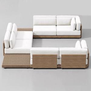 Ensemble de canapés de jardin en forme de L, structure en alliage d'aluminium, résistant à l'eau, mobilier d'extérieur pour villa et cour. - Product Image 1