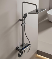Système de douche numérique moderne en aluminium couleur canon de fusil, 4 modes, affichage de la température, fixation murale, jet de pluie doux, douchette à main, pulvérisateur de bidet pour salle de bain