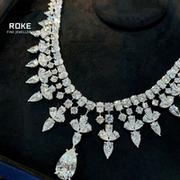 Collier de luxe pour femme avec motif floral, diamant de 10,5 carats de forme poire cultivé en laboratoire, or blanc 9K-18K