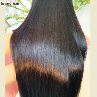 KEMY HAIR Ensemble de mèches de cheveux humains vierges brésiliens Remy, avec fermeture en dentelle, à texture lisse, à double trame, sans perte de cuticule.