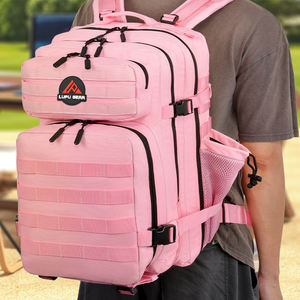 Mochila táctica personalizada para almuerzo de 45L rosa y negro para hombre con portavasos, bolsas impermeables Molle para gimnasio - Product Image 5