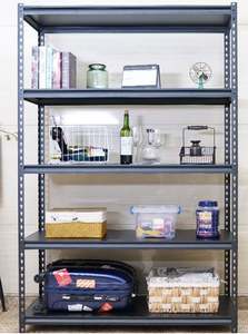 מותאם אישית לבן מתכת מתלה מדף מחוררת זווית מדפי מדף 5 שכבה זווית פלדה מדף מדפי עבור מחסן - Product Image 4