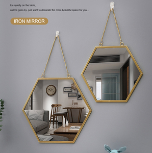 Gương Xích nhôm "Hex hiện đại" | khung kim loại tối giản + Treo điều chỉnh | Trang trí tường công nghiệp - Product Image 2