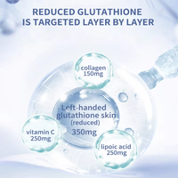 Capsules de Glutathion Pur Complexe à Marque Blanche OEM, Ingrédients Vitaminiques Mélangés, 60 Comprimés, Bouteille en Plastique Noir, Impression Personnalisée