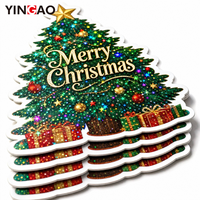 Autocollant découpé sur mesure, imperméable, en vinyle holographique étoilé, décoration de Noël, autocollant scintillant pour coffret cadeau de Noël