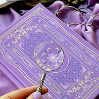 Carnet de notes de luxe violet gaufré à couverture rigide pour cadeau, lecture, écriture, esthétique vintage, décoratif