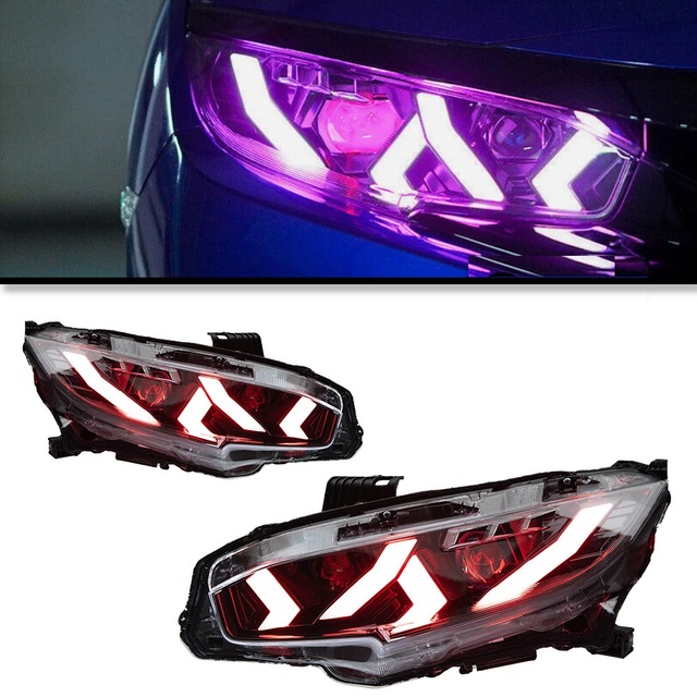 RGB DRL Sequential Turn Signal Assembly LED Headlights 6000K Modified Front Headlamp for X 10th 2016-2021 New 12V