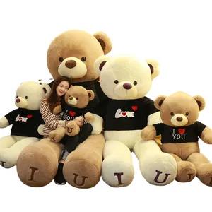 AIFEI TOY Com Cores Diferentes Eu te amo Vestido T-shirt Big Plush Teddy Bear Toy Soft Toys for Kids Gift Dia dos Namorados