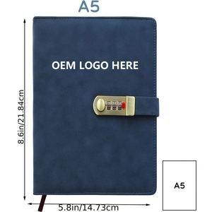 Secure Locking Customizable Digital Printing Planner A5 PU Leather Thermal Binding Journal Squared Hardcover <b>Notebook</b> Password - Product Image 2