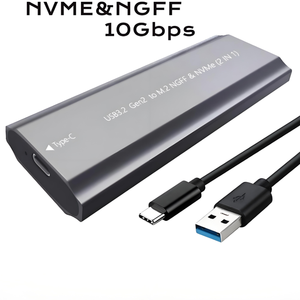 กล่องใส่ SSD M.<span class=keywords><strong>2</strong></span> NVMe อลูมิเนียมอัลลอยด์ USB 3.1 Gen2 Type-C 10Gbps รองรับสูงสุด 8TB แบบ M-Key สำหรับพีซีและแล็ปท็อป - Product Image 3