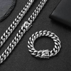 QIUHAN MOQ 1 Stück Herren Hip-Hop Punk Silberfarbene Schwere Dicke 18mm Panzerkette Schmuck Edelstahl Kubanische Gliederkette Halskette - Product Image 5