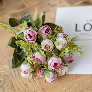 Bouquet de fleurs artificielles mini-roses à 7 branches et 15 têtes, bouquet de roses <span class=keywords><strong>fax</strong></span> pour mariage, décoration de la maison et du bureau - Product Image 5