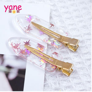 Klip rambut asetat untuk wanita, dengan klip poni samping dan jepit rambut tanpa kelim, aksesori rambut musim panas - Product Image 4