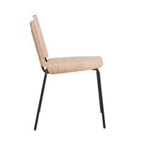 Chaise de salle à manger minimaliste avec assise et dossier en contreplaqué plié plaqué pieds en métal pour salle à manger ou restaurant