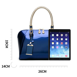 <span class=keywords><strong>Borsa</strong></span> di Lusso Designer in Pelle PU <span class=keywords><strong>Lucida</strong></span> Stile Boston 2023 Nuova Moda Blu Rosso Nero Beige Rosa Borse per Donne Sac De Luxe Femme - Product Image 2