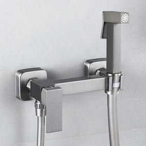 Mitigeur de douche mural en céramique à jet pluie, monocommande chaud/froid, avec pommeau de douche carré intégré, pour salle de bain - Product Image 3
