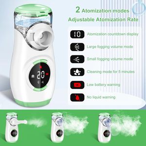 Giấy chứng nhận CE Micro Máy phun sương Điện Kỹ Thuật số xách tay lưới siêu âm Máy phun sương với pin sạc - Product Image 6