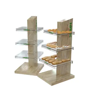 Présentoirs de boulangerie et de fruits et légumes d'épicerie sur mesure avec étagère en acrylique et roues