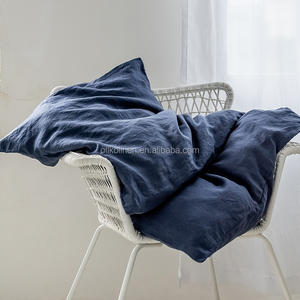 ผลิตคลาสสิกหรูหราสีฟ้าหินขัดฝรั่งเศสผ้าลินินผ้าปูเตียงบริสุทธิ์100% ผ้าลินินผ้าห่มปกชุดผ้านวม - Product Image 5