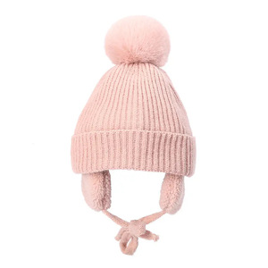 Mũ len trẻ em đáng yêu, có chứng nhận Oeko-Tex 100, có tai và pompom - Product Image 3