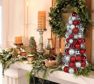 Albero <span class=keywords><strong>di</strong></span> <span class=keywords><strong>Natale</strong></span> a Cono Piccolo <span class=keywords><strong>di</strong></span> Lusso Fatto a Mano, con Palline Infrangibili in Plastica e Ghirlande, Decorazioni Natalizie per Casa e Feste - Vendita Calda - Product Image 5