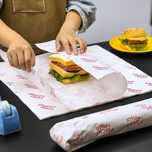 Eco Friendly Biodegradable Virgin Baking Liner <b>Paper</b> Custom Printed Food Grade <b>Greaseproof</b> Wax Coated Hamburger Bread Pastry - Product Image 1