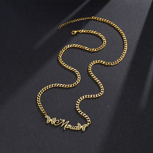 Personalized Custom <b>Name</b> <b>Necklace</b> Butterfly Cutout Letter <b>Pendant</b> Diamond Stainless Steel <b>Necklace</b> for Women Men Uionen 2064 - Product Image 5