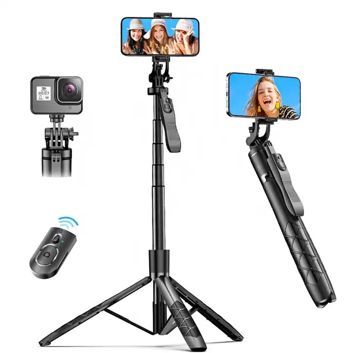 cyke 61 selfie stick trípode extensible teléfono trípode soporte con  rotación de 360 remoto inalámbrico para video en vivo inalámbrico plegable