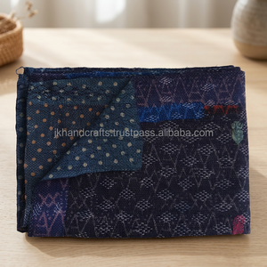 Vintage Reversible Hand Stitch Kantha Rally Cotton Sari Gudri Reversible Hand Stitch Kantha Rally Cotton Sari Gudri - Product Image 3