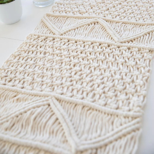 Rame tissé à la main luxueux mariage coton grossier avec glands chemin de table de fête - Product Image 5