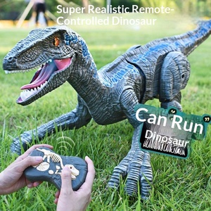Robot dinosaure Vélociraptor 2.4G de simulation marchant avec musique, lumière et fonctions de pulvérisation, modèle animal électrique RC en plastique - Product Image 2