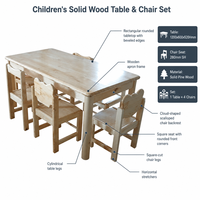 Ensemble table et chaises pour enfants en bois massif, 5 pièces, 1 table et 4 chaises, pin naturel, pour maternelle, école maternelle, garderie, salle de classe