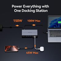 Station d'accueil USB-C 18-en-1 en alliage d'aluminium DisplayLink 8K + Quad 4K 120Hz, charge rapide 45W, 2.5GbE Thunderbolt